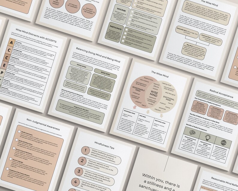 DBT Mindfulness tool, mindfulness resources, mindfulness worksheets, mindfulness workbook, canva templates, dbt resources, dbt tools, therapy worksheets, therapy tools, therapist worksheets, therapist resource, therapy business, miri campbell
