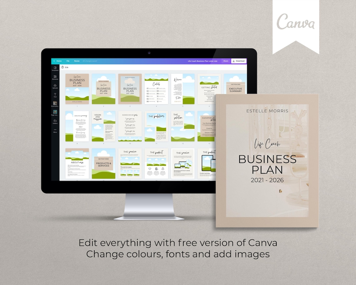 Coaching Business Plan Template Canva Templates Coach Etsy