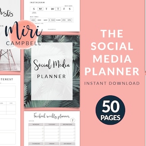 Printable Social Media Planner, Printable Planner, Social Media Posts ...