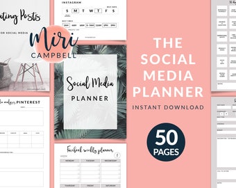 Printable Social Media Planner, Printable Planner, Social Media Posts Planner, Printable Business Journal, Social Media Strategy Planner