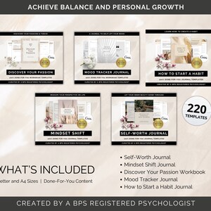 Personal Growth Journal Canva Templates, Life Coaching Journal, Life Coaching Workbooks, Lead Magnet, Journal Bundle, Mindset Journal, Coach