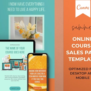 Course Sales Page Template, Canva Template, Course Landing Page Template, Online Course Sales Landing Page Canva Template, Canva Sales Page