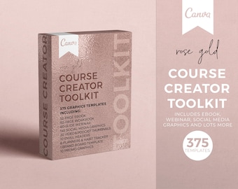 Rose Gold Ebook Template Bundle, Rose Gold Course Creator Toolkit, Canva Template Set, Course Workbook Templates, Course Slide Deck Template