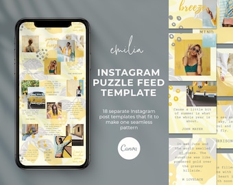 Yellow Instagram Puzzle Template: Emilia Canva Theme