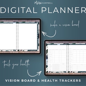 Digital planner for Goodnotes 5 on iPad. Undated planner for use with Goodnotes. Digital stickers. Undated digital planner. iPad planner, weekly planner, goal tracker, gratitude tracker, habit tracker, finance tracker, vision board, health tracker