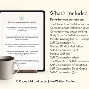 self compassion, self-compassion, canva templates, therapy tool, therapy workbook, therapy worksheets, therapist resources, therapy resources, counselor resources, counselor worksheets, counselor tool, miri campbell