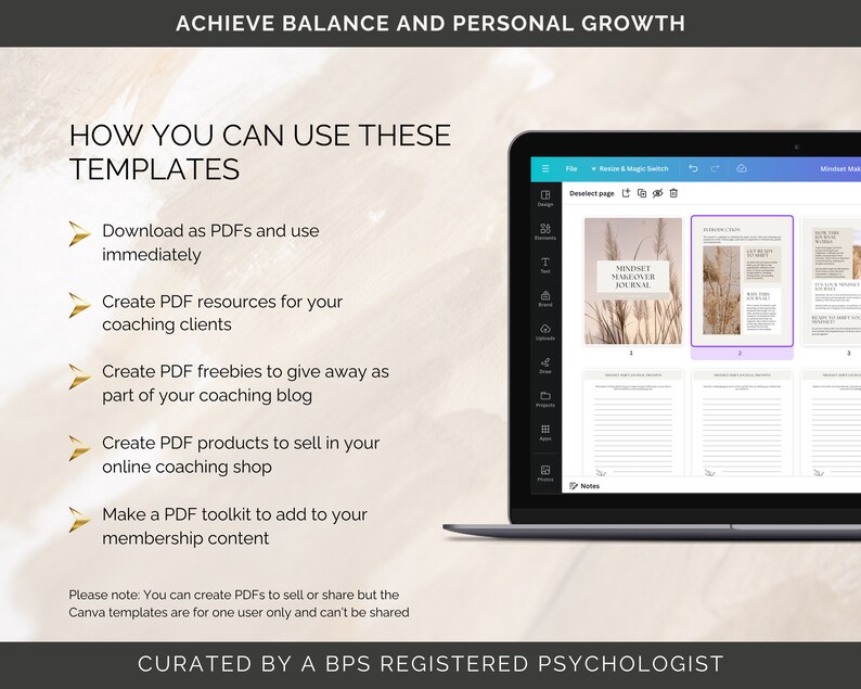 Personal Growth Journal Canva Templates, Life Coaching Journal, Life Coaching Workbooks, Lead Magnet, Journal Bundle, Mindset Journal, Coach