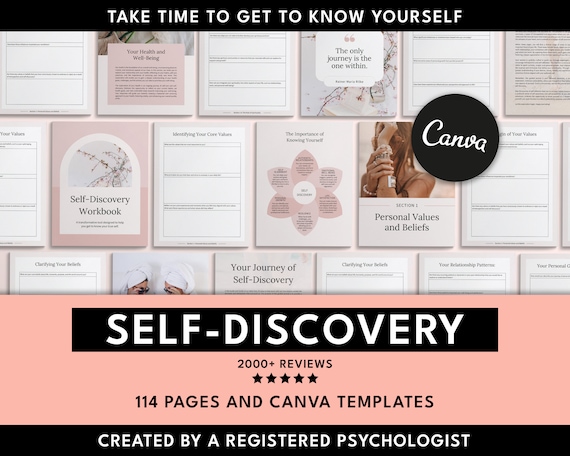 Self-Discovery Journal Canva Template: Self-Care Workbook (eBook)