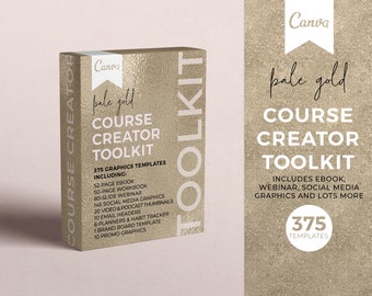 Pale Gold Canva Template Bundle: Course Creator Toolkit
