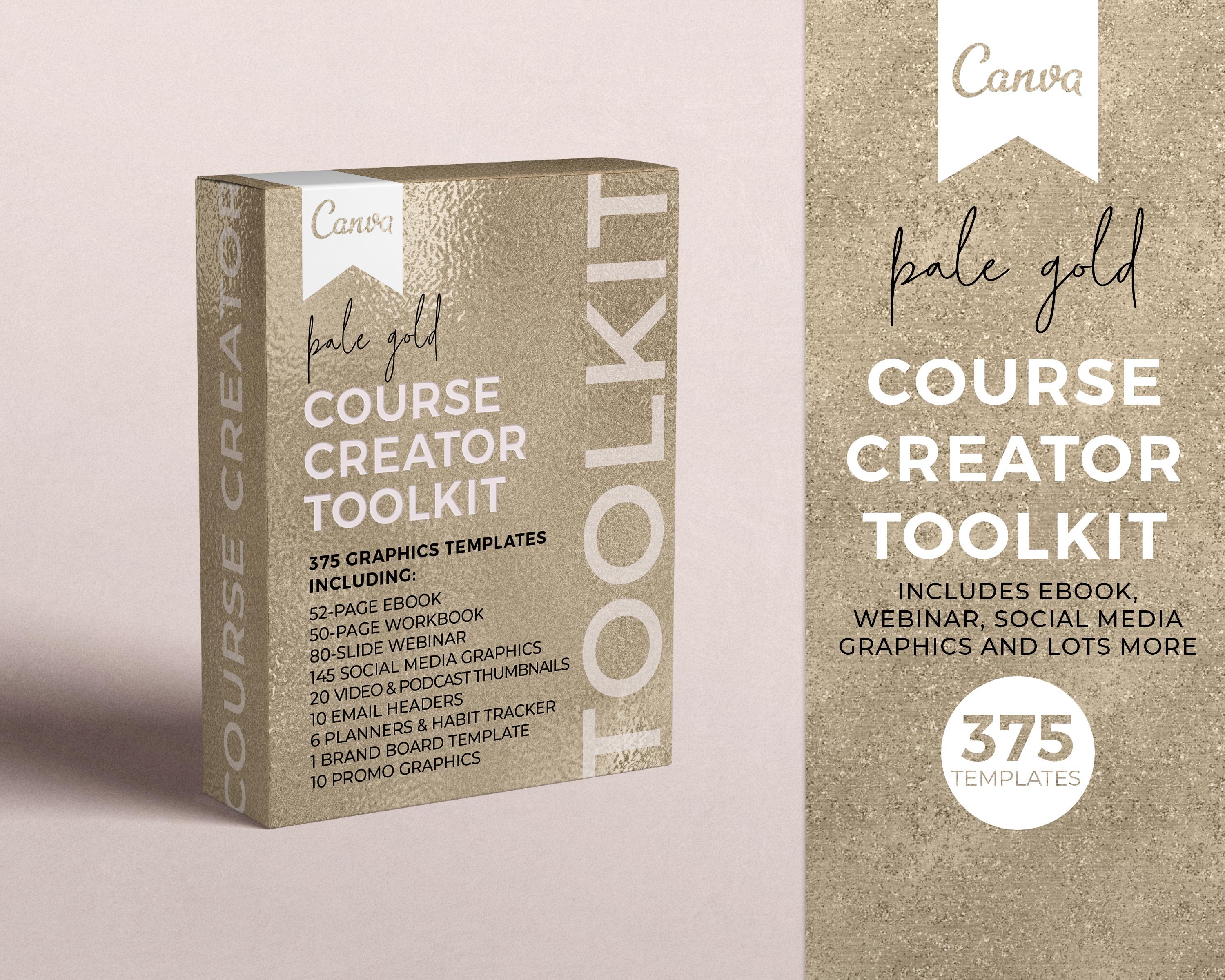 Pale Gold Canva Template Bundle: Course Creator Toolkit - Etsy