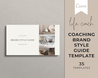 Guía de estilo de marca para coaching: plantilla de Canva de 35 páginas