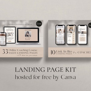 Coaching Business Start Up Toolkit Canva template bundle. All content written and done for you. Coaching business templates, social media templates, coach lead magnet templates, coach webinar templates, sales landing page templates, email templates