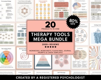 Therapy Tools Bundle, Therapy Worksheets Bundle, Therapy Canva Templates, Psychologist Resources, Counselor Tools, Therapist Worksheets