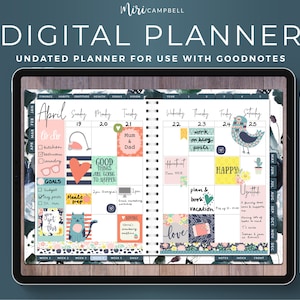 Digital planner for Goodnotes 5 on iPad. Undated planner for use with Goodnotes. Digital stickers. Undated digital planner. iPad planner, weekly planner, goal tracker, gratitude tracker, habit tracker, finance tracker, vision board, health tracker