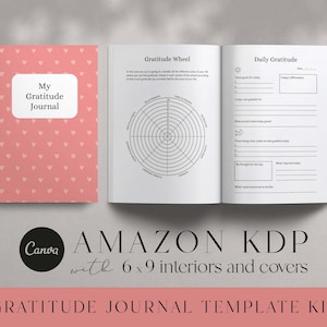 KDP Gratitude Journal Canva Template: 6x9 Interior & Cover
