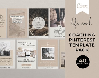 Life Coach Pinterest Templates: Canva Pin Designs (40 Templates)