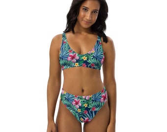 Hibisco Bikini reciclado de cintura alta
