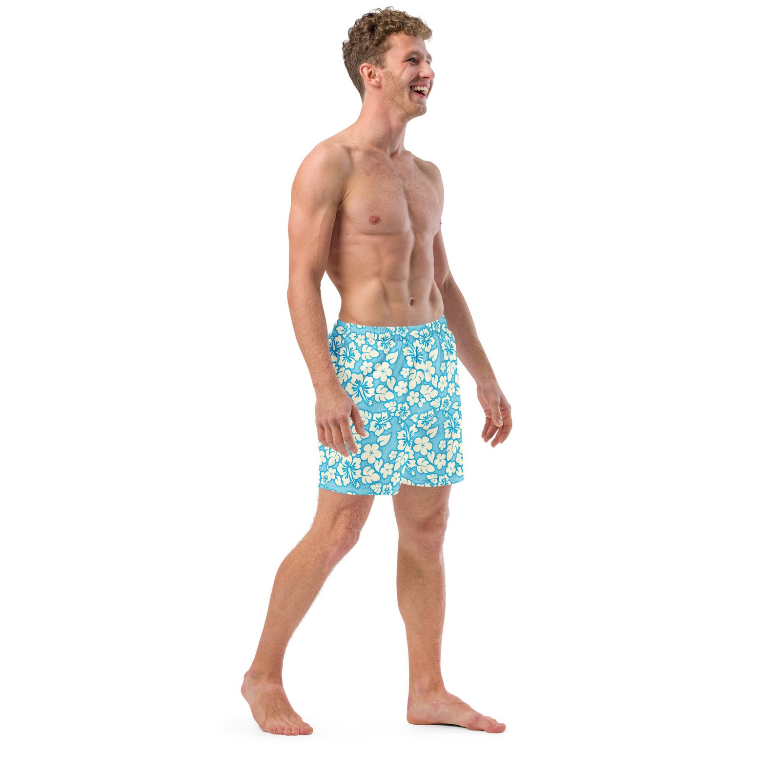 Men's Hawaiian Print Swim Trunks - Etsy