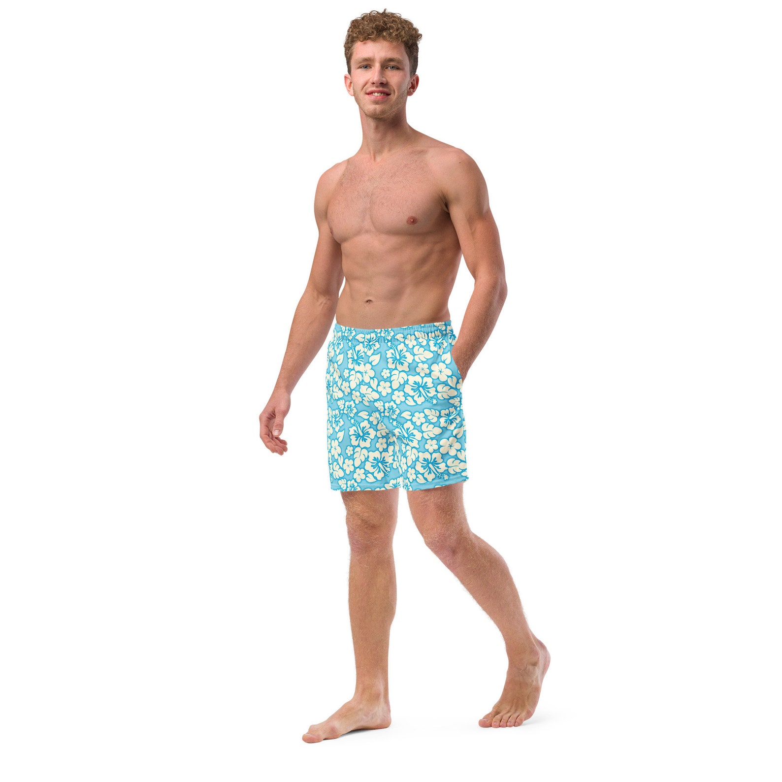 Men's Hawaiian Print Swim Trunks - Etsy