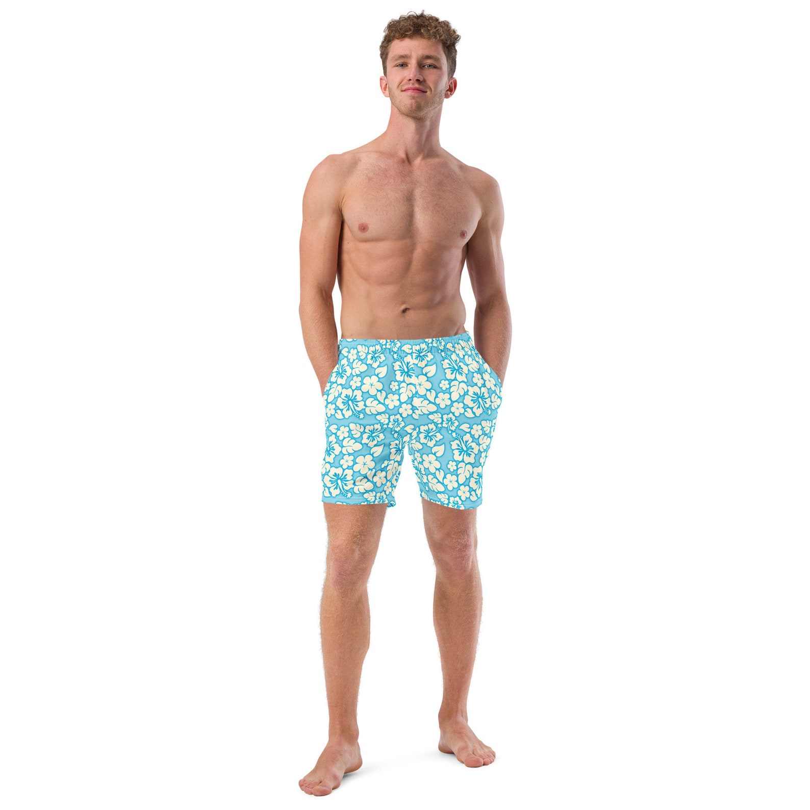 Men's Hawaiian Print Swim Trunks - Etsy