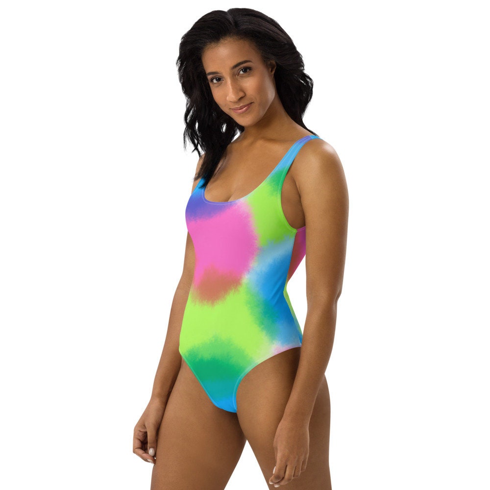 Bright Tie Dye OnePiece Swimsuit Etsy