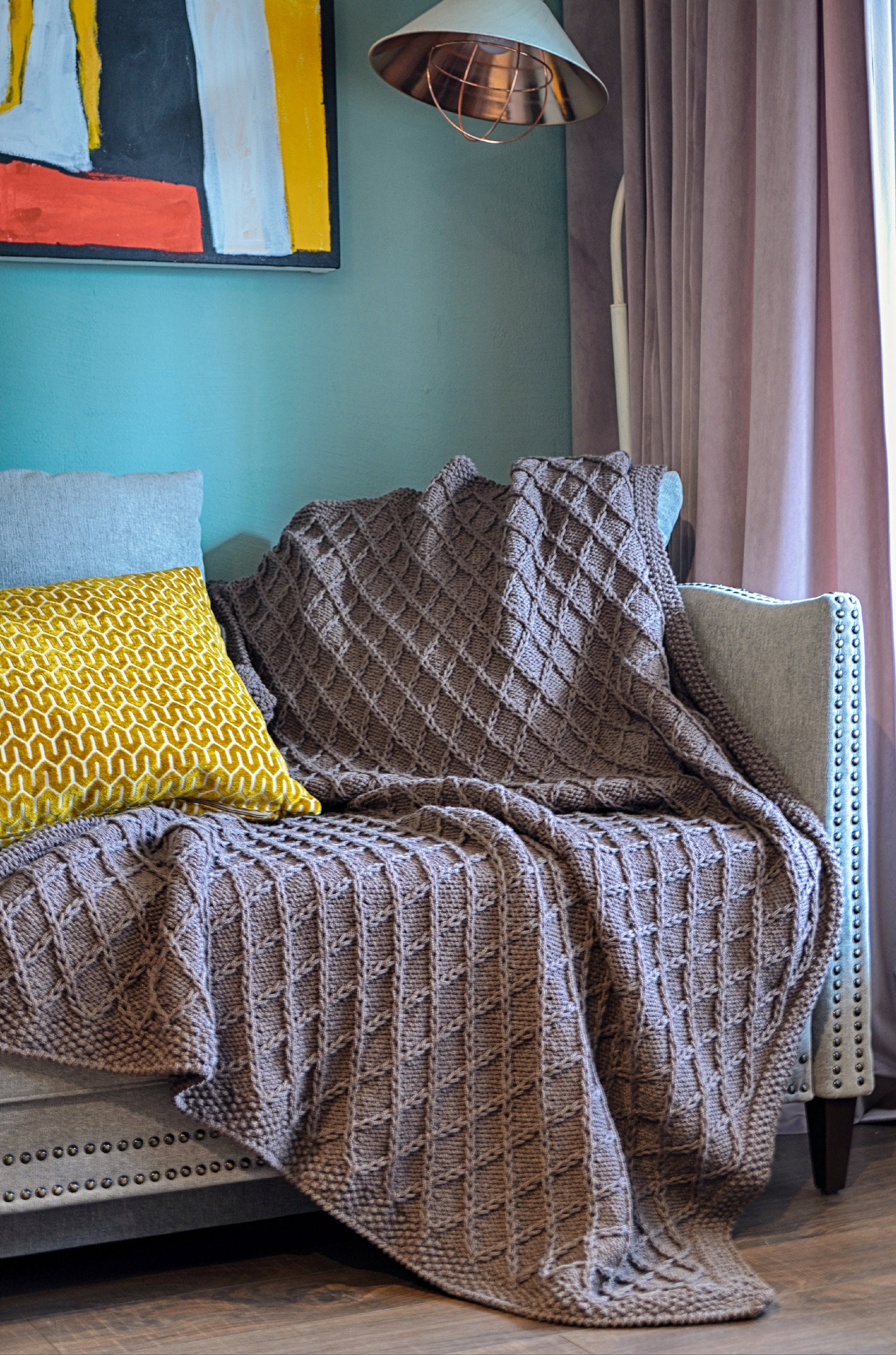 Taupe Hand Knitted Weighted Blanket 11 lbs 200x220cm Wool Etsy