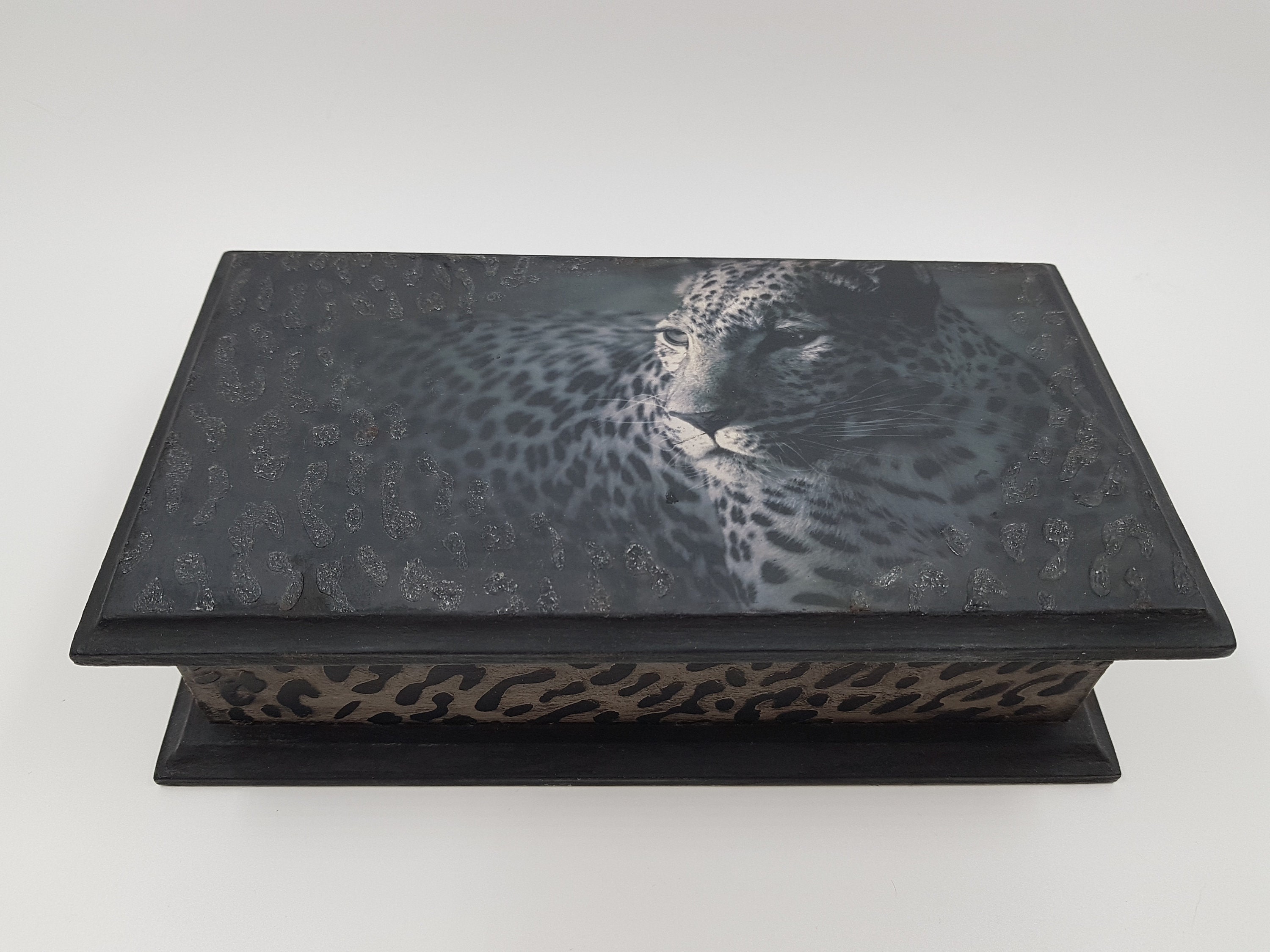 Jewelry box leopard print with velvet varnish Gifts for Etsy