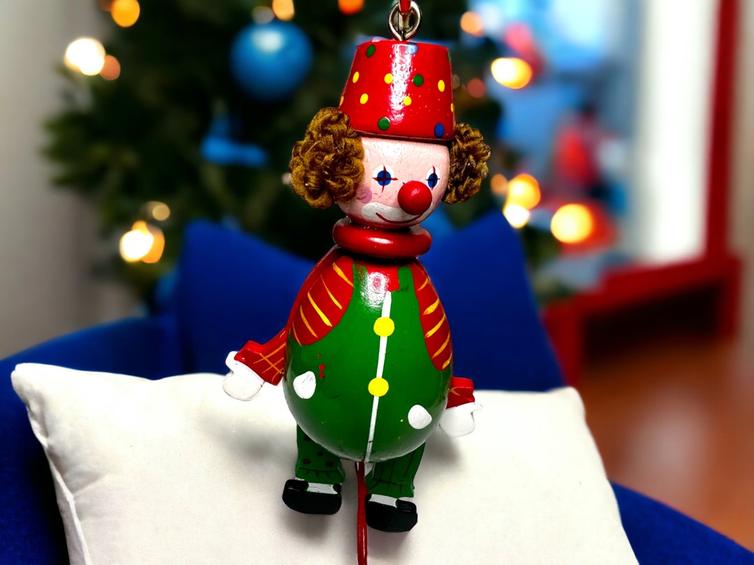Vintage Wooden Pull String Clown jumping Jack Ornament Etsy
