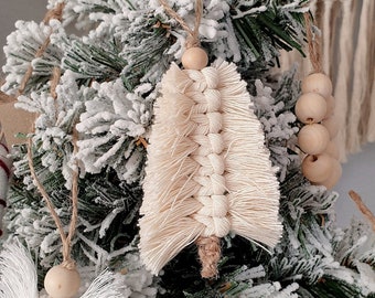 Macrame Christmas Tree Ornaments Hanger Charm Decoration Wreath Ornament Boho Holiday XMAS