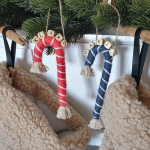 Macrame Candy Cane Christmas Tree Ornaments Hanger Charm Decoration Wreath Ornament Boho Holiday XMAS