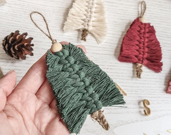 Macrame Christmas Tree Ornaments Hanger Charm Decoration Wreath Ornament Boho Holiday XMAS