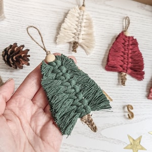 Macrame Christmas Tree Ornaments Hanger Charm Decoration Wreath Ornament Boho Holiday XMAS image 1