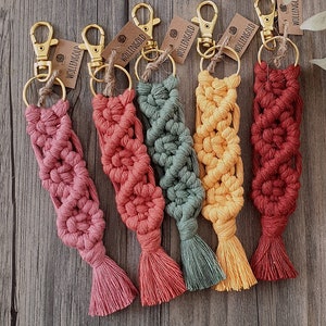 Macrame Keychain Boho Cotton Bag Tag - CUSTOM