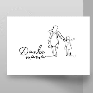 Moederdagkaart Bedankt mama, ansichtkaart Moederdag of verjaardag, cadeau mama, duurzame wenskaart gerecycled papier, plasticvrij