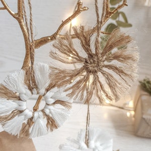 Set of 3 Christmas Tree Ornaments Hanger Rustic Macrame Jute XMAS Ornament Boho image 4