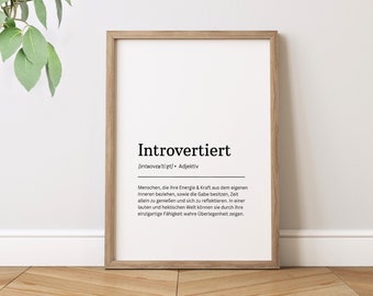 Art Print Introvert Definition as a Superpower, Introversion Poster DIN A4 A5, Minimalist Art Print, Gift proud introvert