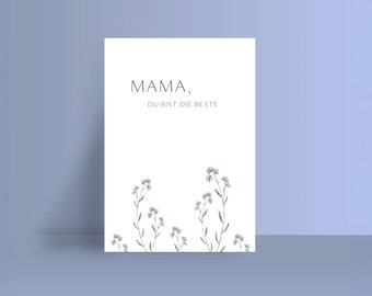 Mother's Day card, Beste Mama postcard, birthday gift mother, sustainable greeting card recycled paper, plastic-free