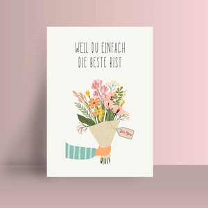 Porque eres la mejor postal Día de la Madre o cumpleaños, tarjeta del Día de la Madre, regalo para ella, tarjeta mejor amiga, tarjeta de felicitación sostenible