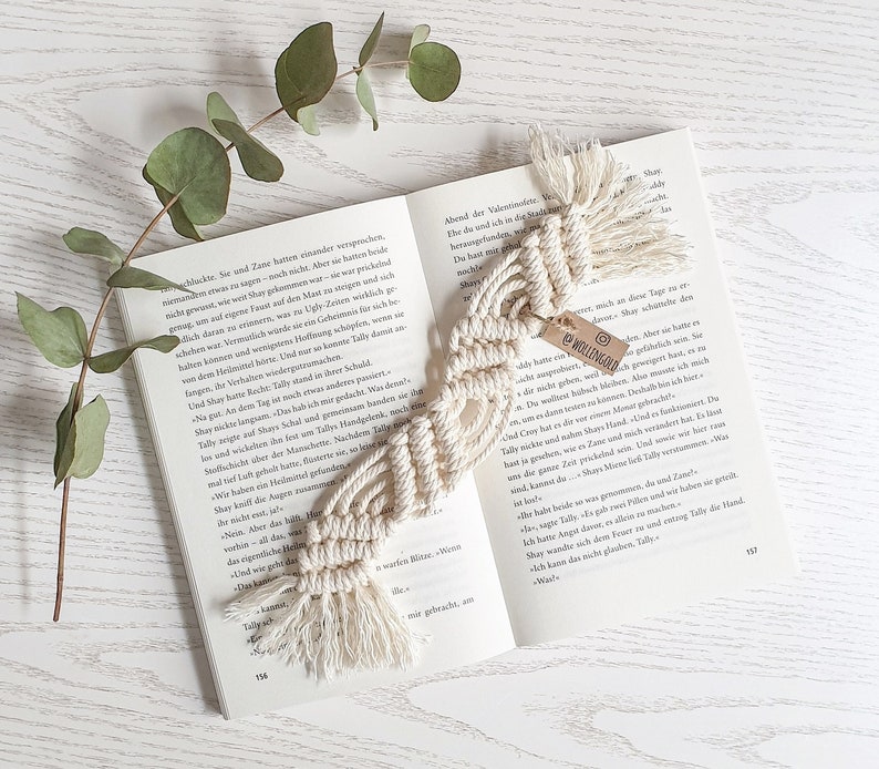 Marque-page Macrame CHOIX DE COULEUR, cadeau boho pour les fans de livres, 100% coton, idée cadeau durable image 1