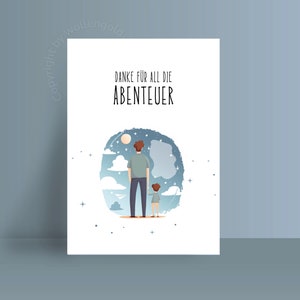 Vaderdagkaart Bedankt voor alle avonturen, ansichtkaart Vaderdag, zoon cadeau vader, duurzame wenskaart gerecycled papier, plasticvrij
