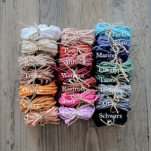 Makramee Garn 4mm gezwirnt, Meterware Baumwollgarn DIY für Boho Makramee Wandbehang, Schlüsselanhänger knüpfen, Macrame Yarn Rope