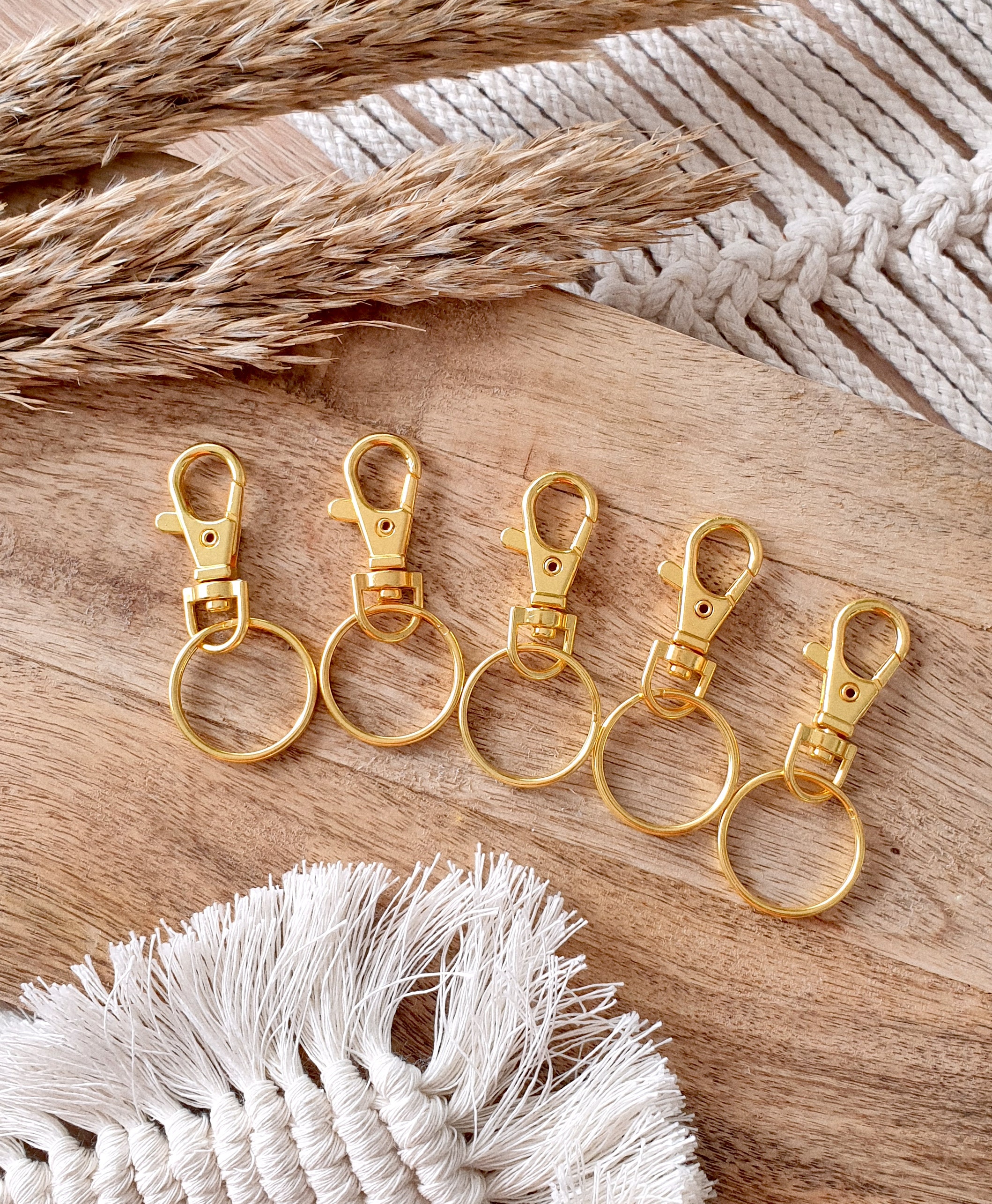 BULK Key Ring Keychain Lobster Clasp Swivel Finding SplitRing Keyring GOLD