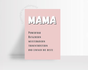 Mother's Day card, Mama Defintion postcard, birthday gift mother, sustainable greeting card recycled paper, plastic-free