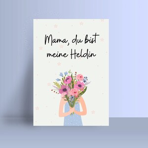 Moederdagkaart Mama mijn heldin, ansichtkaart Moederdag of verjaardag, cadeau mama, duurzame wenskaart gerecycled papier, plasticvrij
