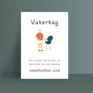 Grappige Vaderdagkaart Papa bij de grill, ansichtkaart Vaderdag of verjaardag, cadeau voor vader, duurzame wenskaart gerecycled papier, plasticvrij