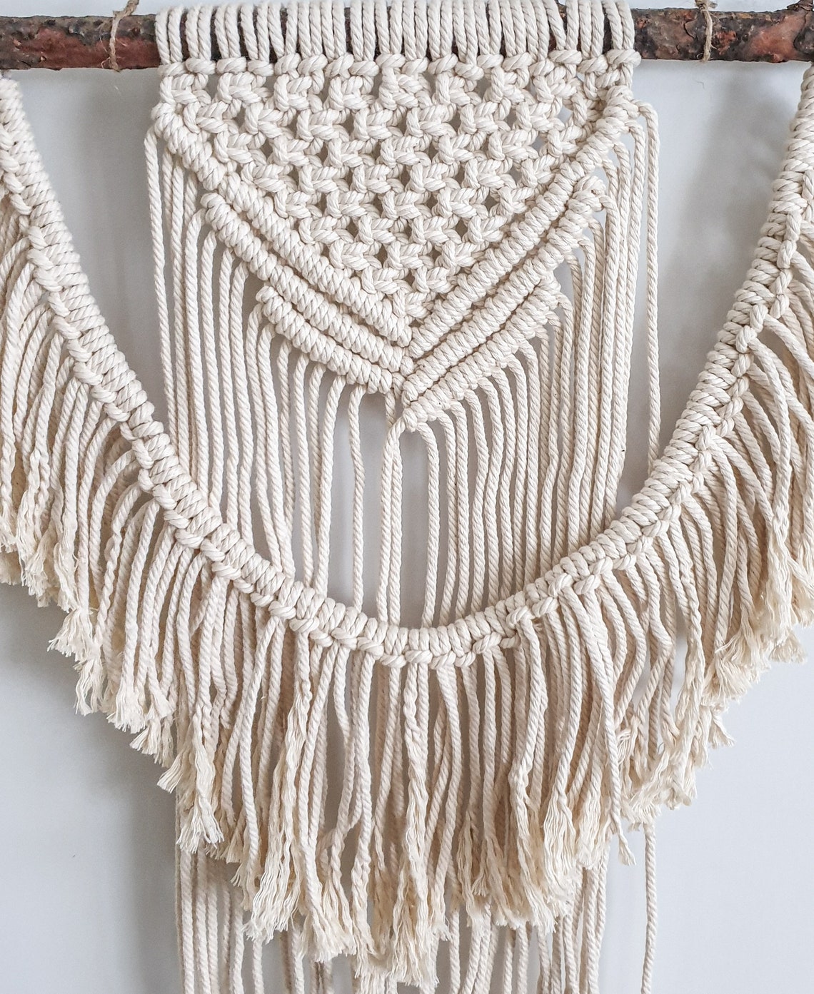 Makramee Wandbehang groß mit Naturholz 106 cm lang Boho Etsy.de