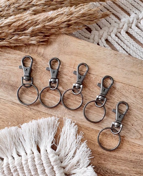 5x 10x Crochet mousqueton gris avec porte-clés rotatif, porte-clés