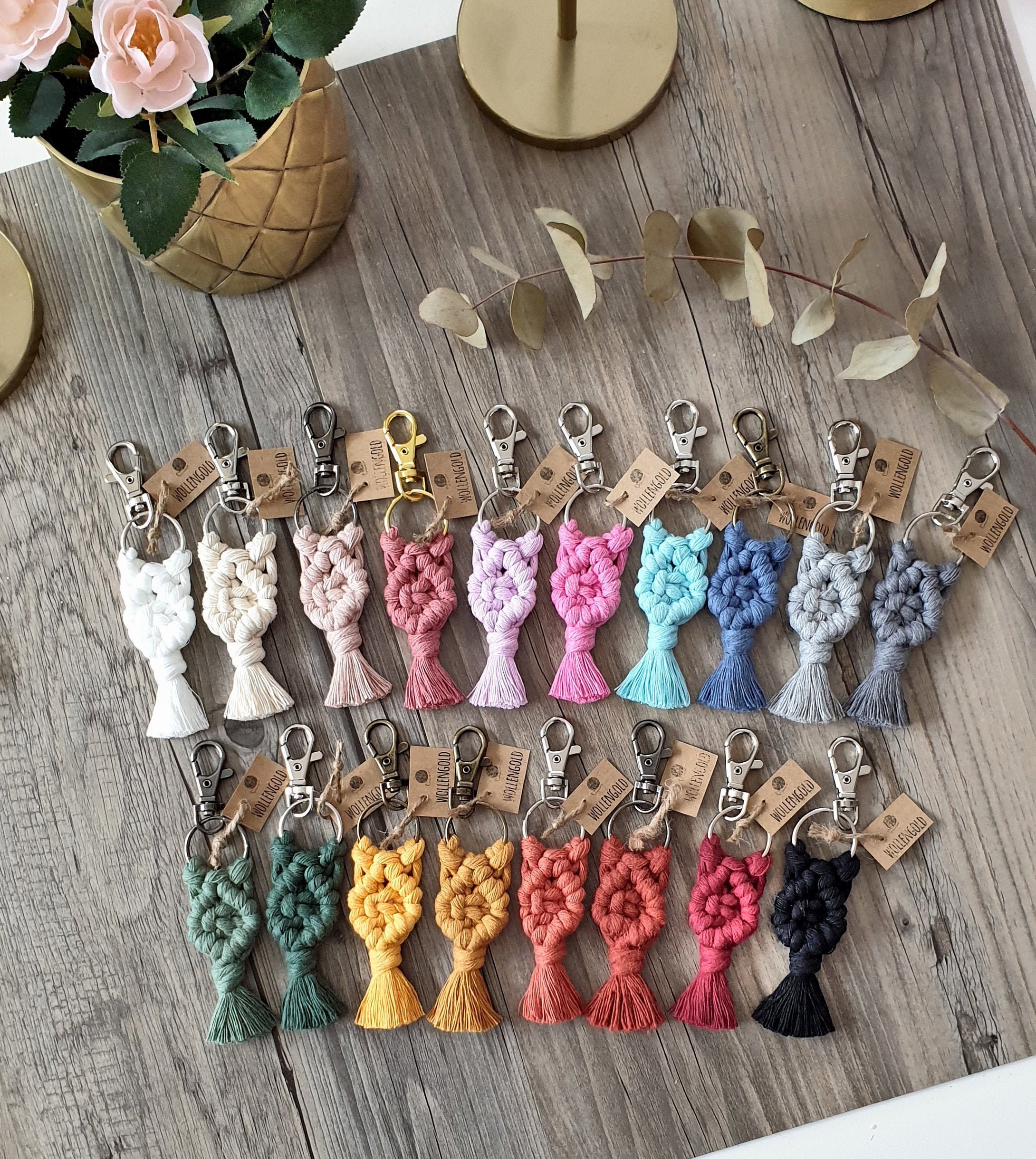 Macrame Keychain Boho Cotton Bag Tag Charm CUSTOM - Etsy UK