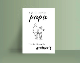 Vaderdagkaart Beste Papa, ansichtkaart Vaderdag of verjaardag, bedankcadeau vader, duurzame wenskaart gerecycled papier, plasticvrij