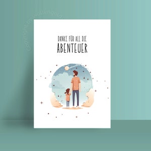Vaderdagkaart Bedankt voor alle avonturen, ansichtkaart Vaderdag, dochtercadeau papa, duurzame wenskaart gerecycled papier, plasticvrij